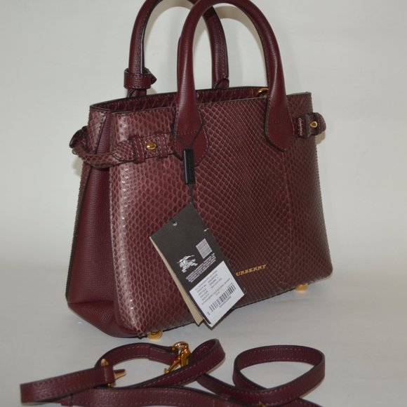 NWT BURBERRY PYTHON LEATHER BANNER DERBY SMALL TOTE BAG - Picture 3 of 13